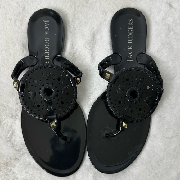 Jack Rogers Shoes - Jack Rogers Black Georgica Jelly Sandals Size 9